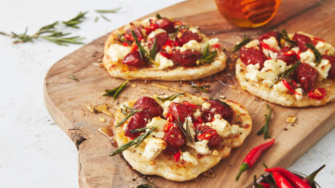 Chorizo and Honey Mini Flat Breads