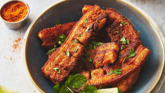 Columbian Chicharrons with Salsa Rosada