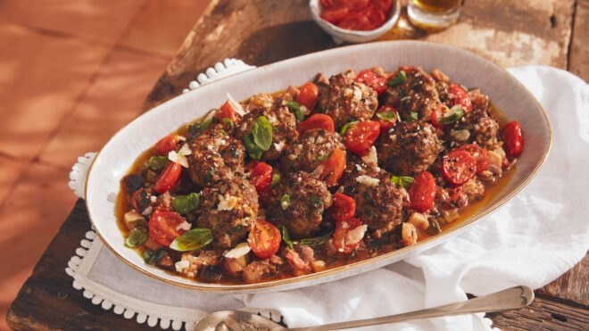 Pork and Beef Meatballs with Italian Slow Cooked Vegetables