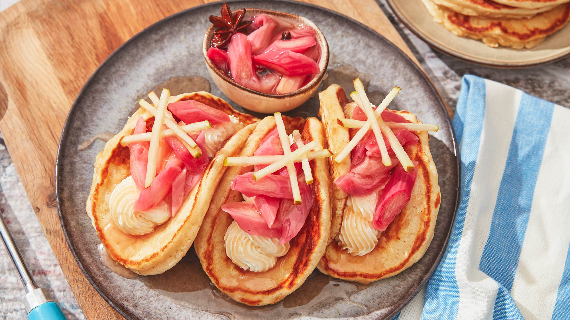 Spiced Rhubarb and Apple Taco Pancakes