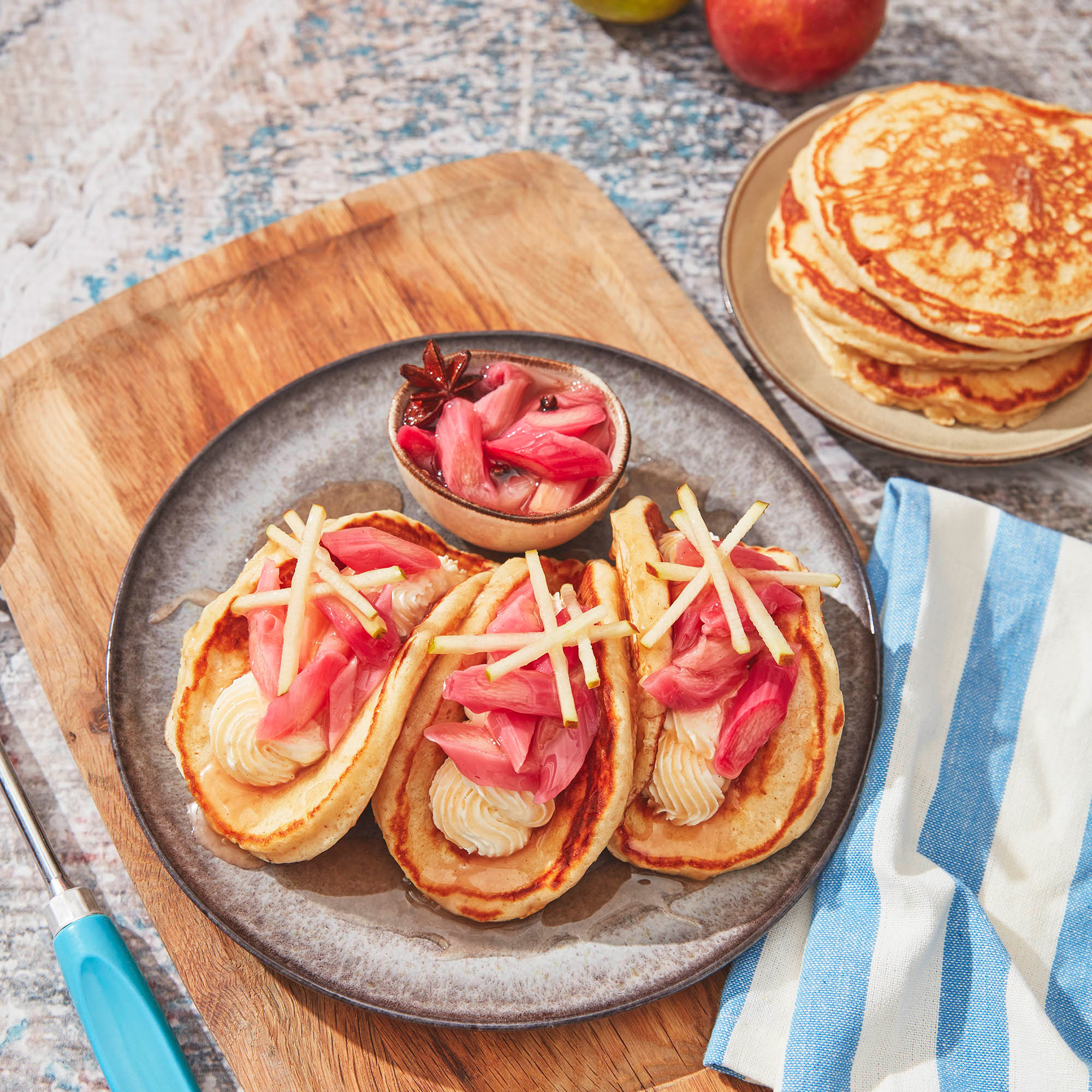 Spiced Rhubarb and Apple Taco Pancakes