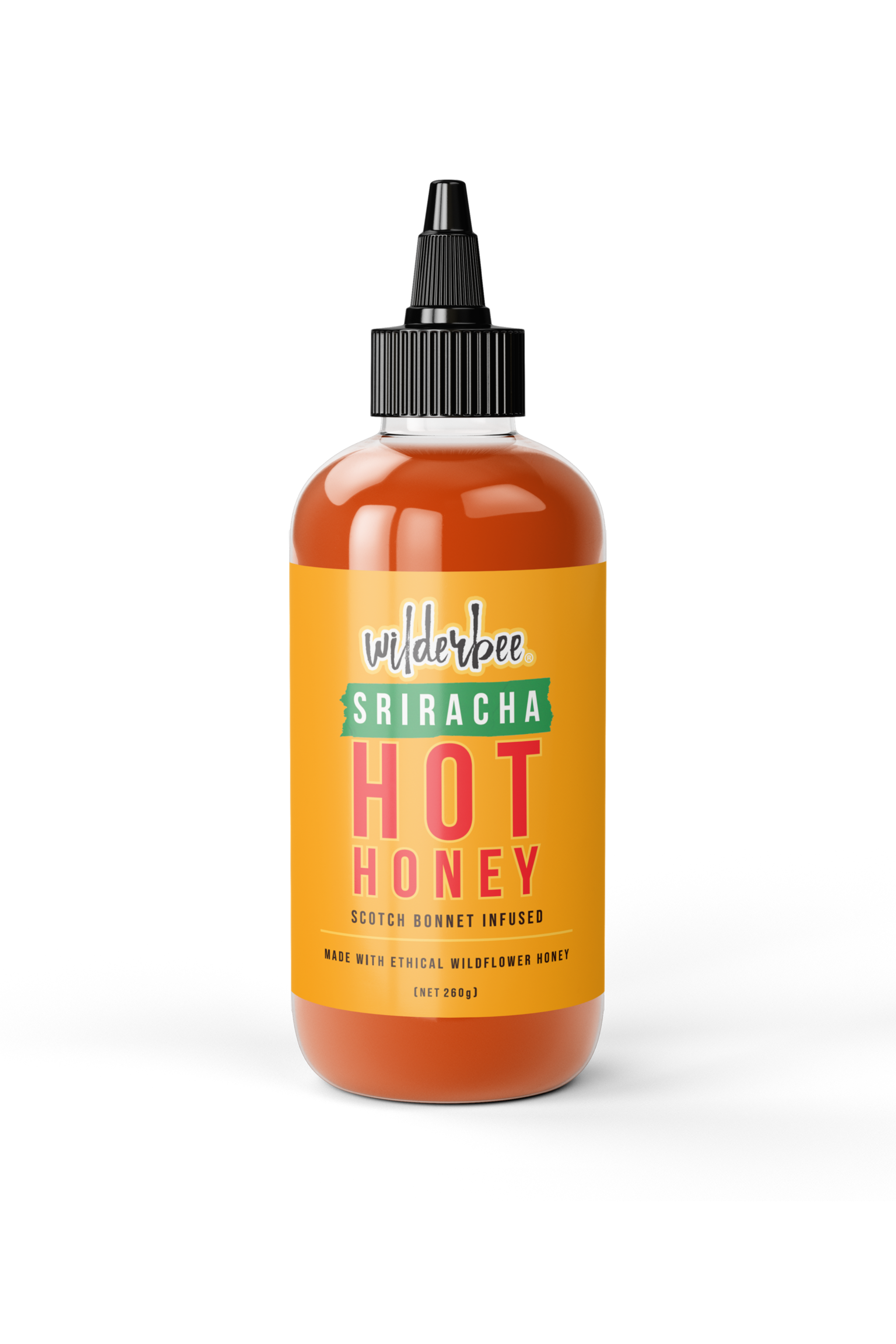 Bottle of WilderBee Sriracha Hot Honey.