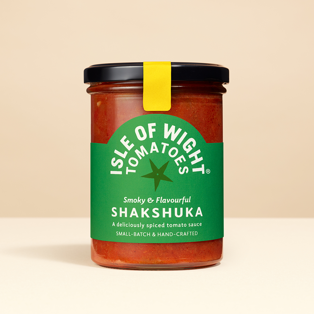 Jar of Isle of Wight Tomatoes Tomato Shaksuka Sauce. 