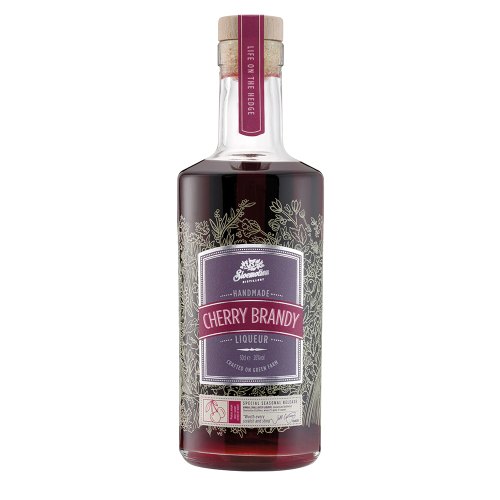 Bottle of Sloemotion Cherry Brandy.